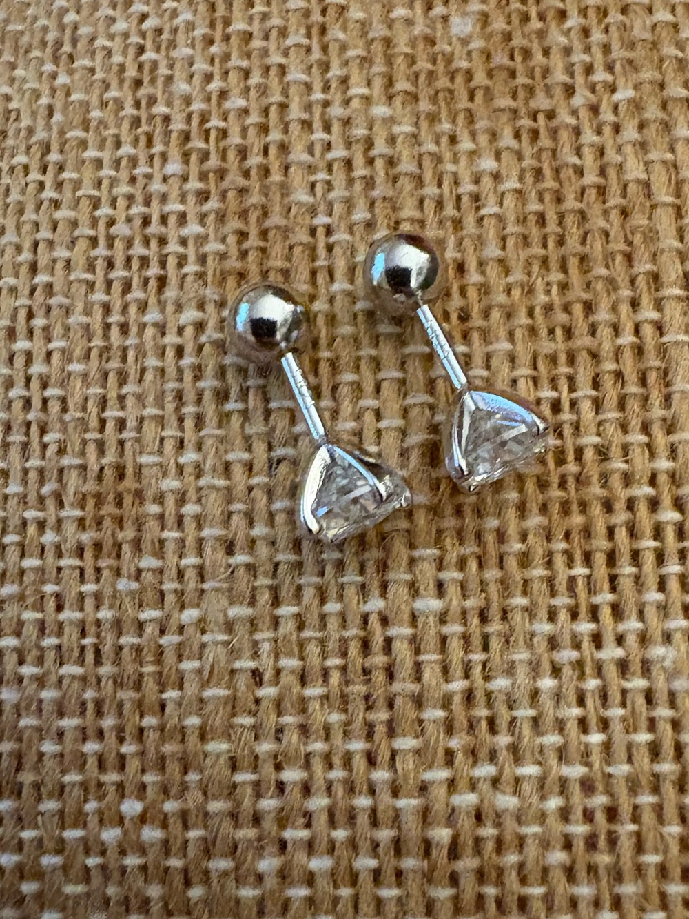 Solid Sterling Silver One Carat TW VVSD Moissanite Screw Ball Back Earrings